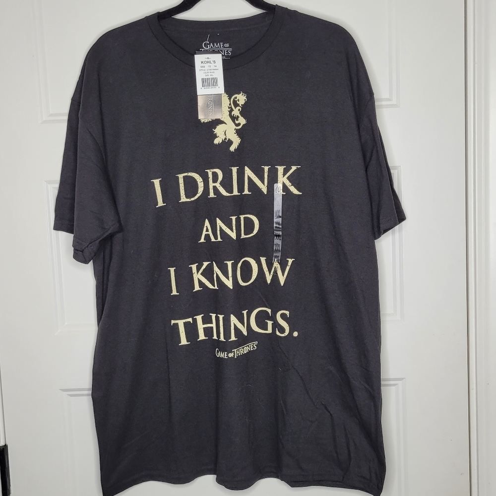 NWT Game of Thrones "I Drink and I Know Things" graphic t-shirt Size XXL